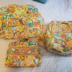 Vera Bradley Retired Provencial 3 Piece Travel Set Yellow